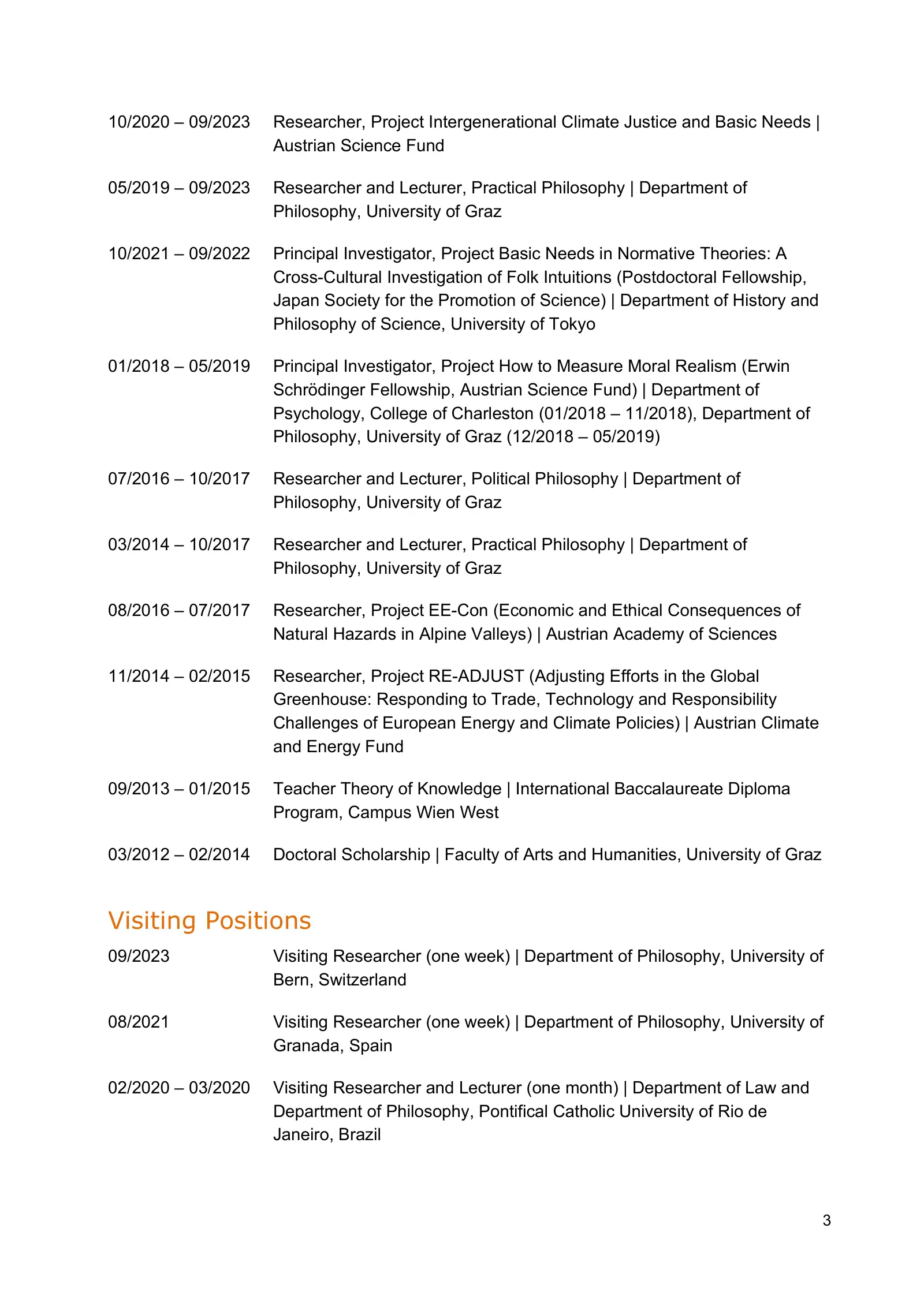 Curriculum vitae of Thomas Pölzler, page 3 of 25
