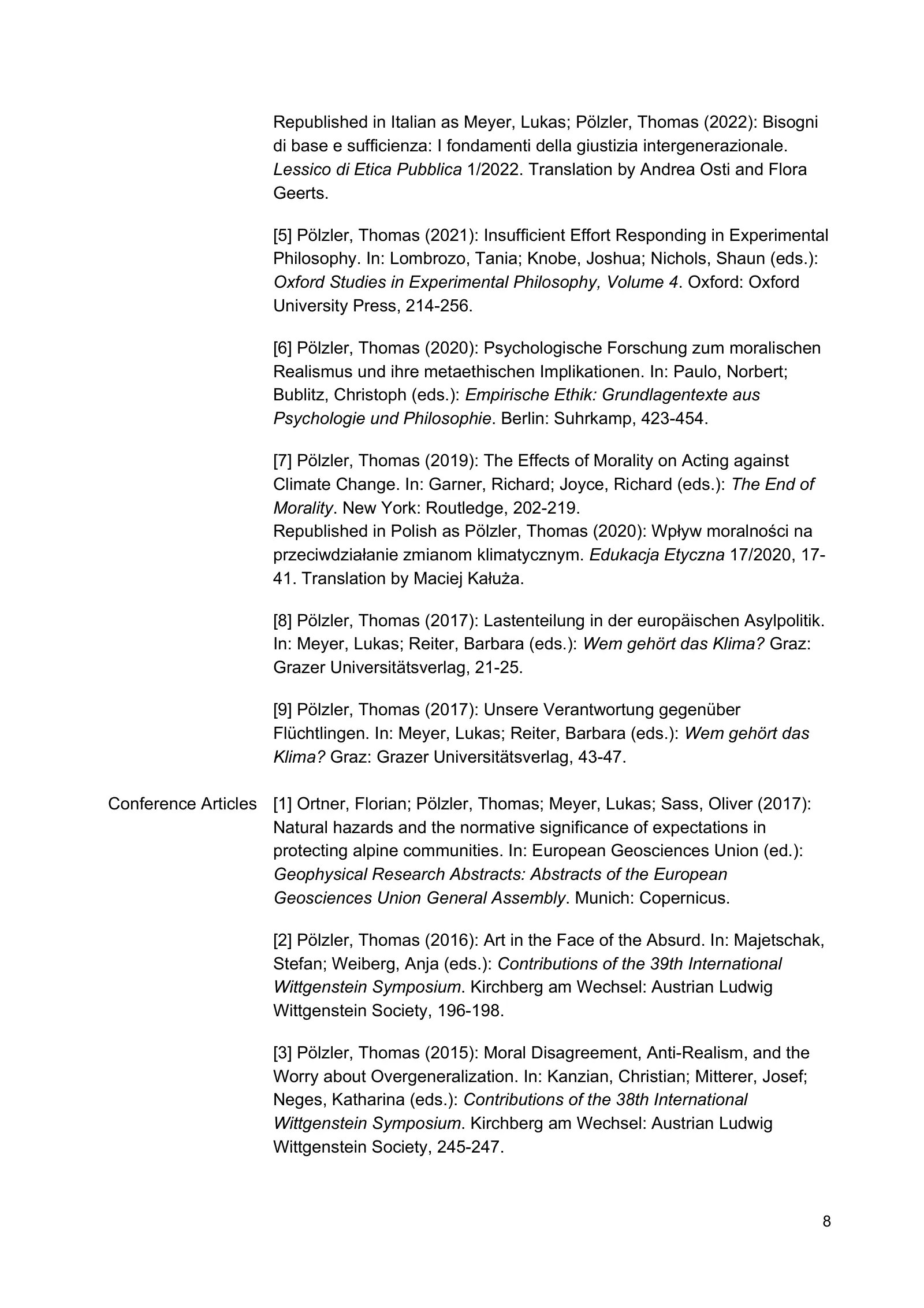 Curriculum vitae of Thomas Pölzler, page 8 of 25