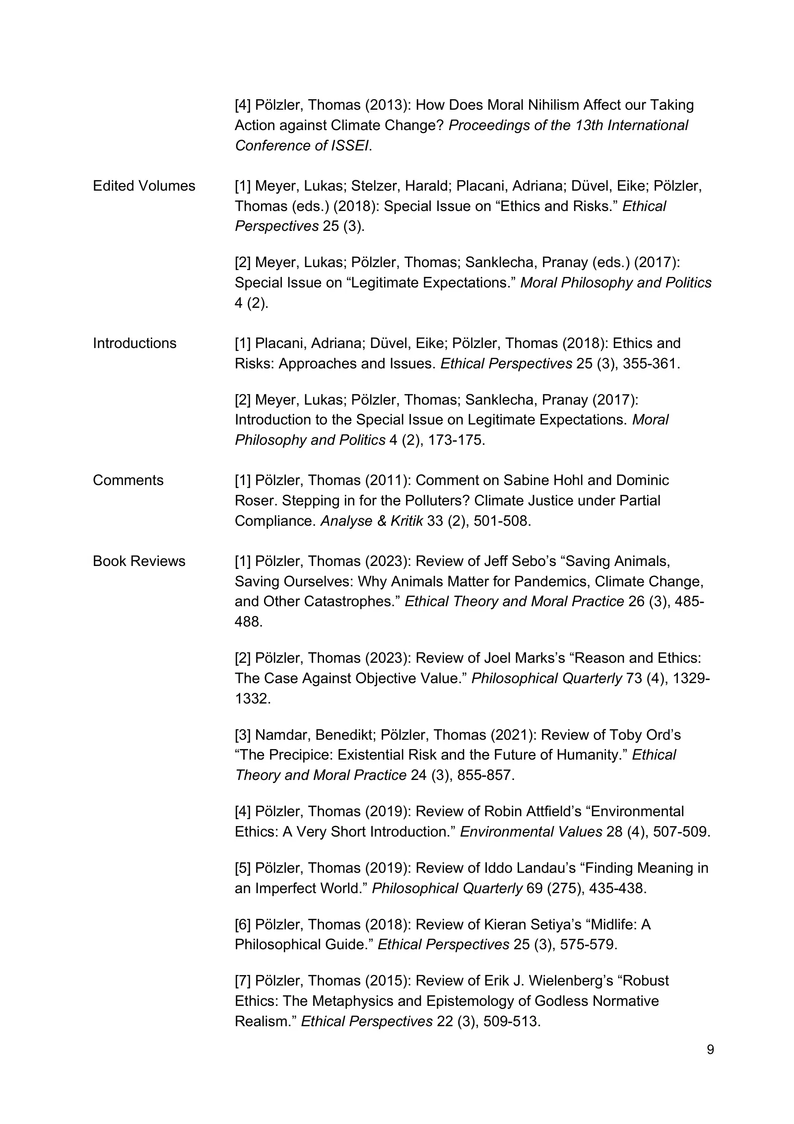 Curriculum vitae of Thomas Pölzler, page 9 of 25