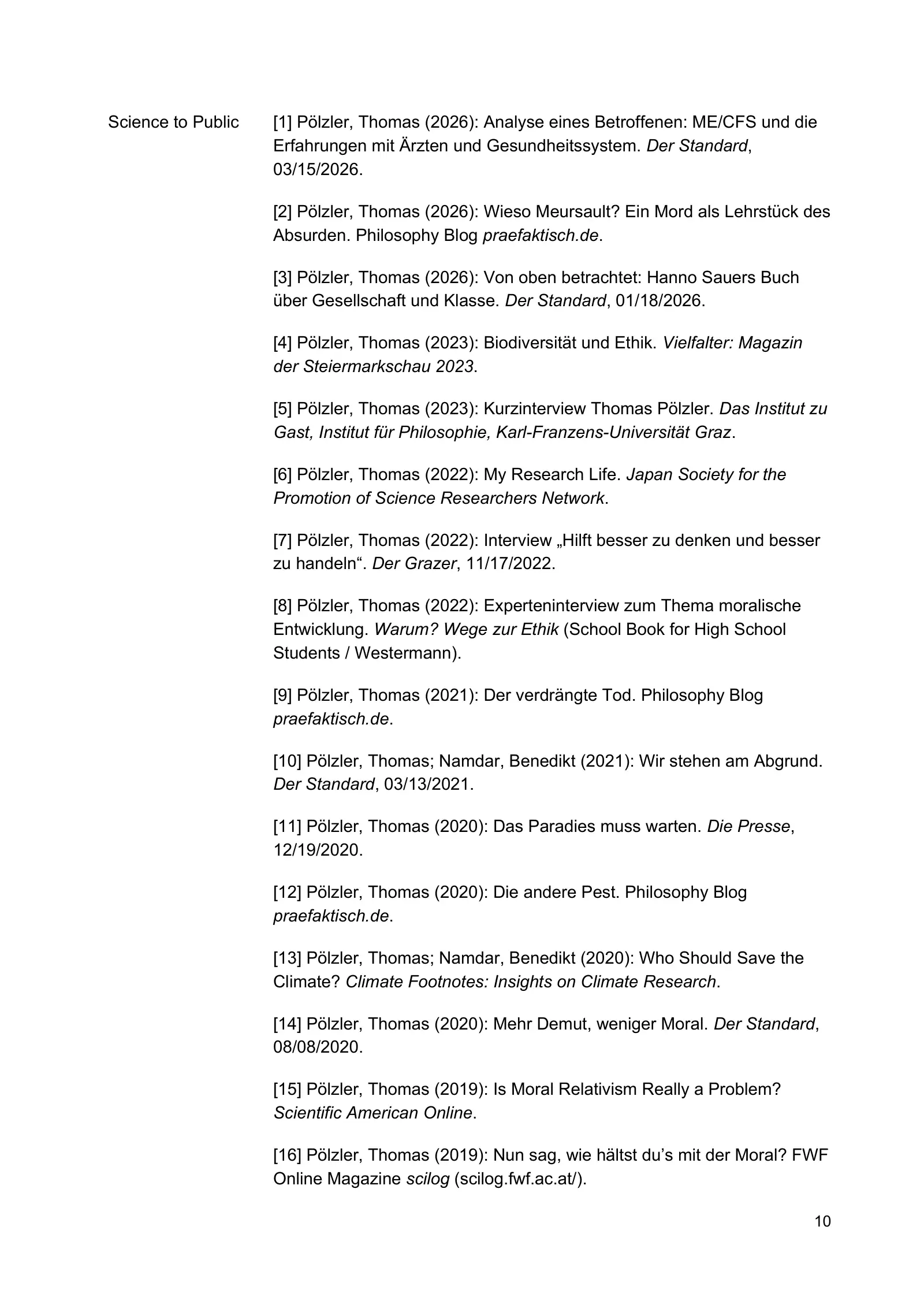 Curriculum vitae of Thomas Pölzler, page 10 of 25