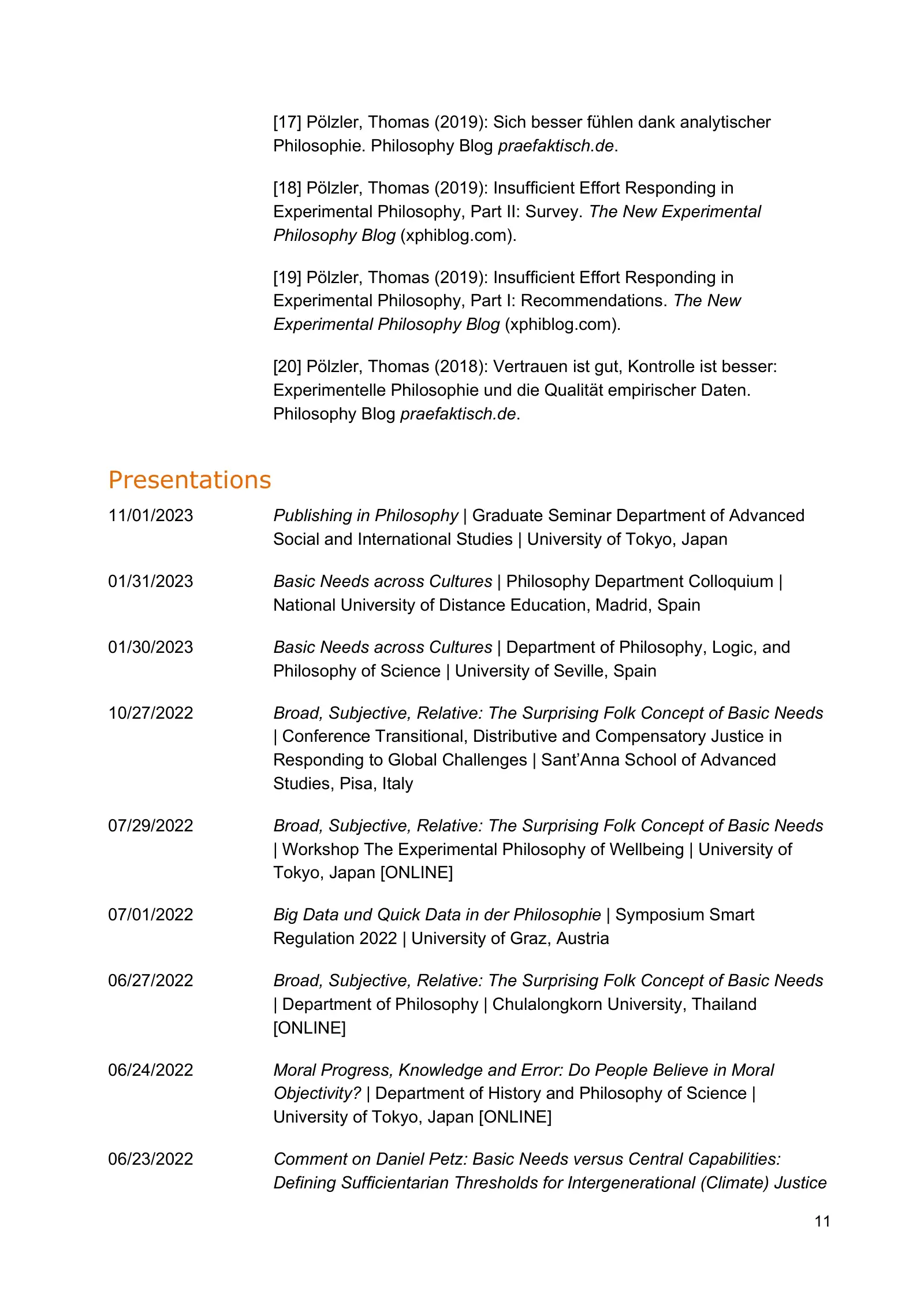 Curriculum vitae of Thomas Pölzler, page 11 of 25