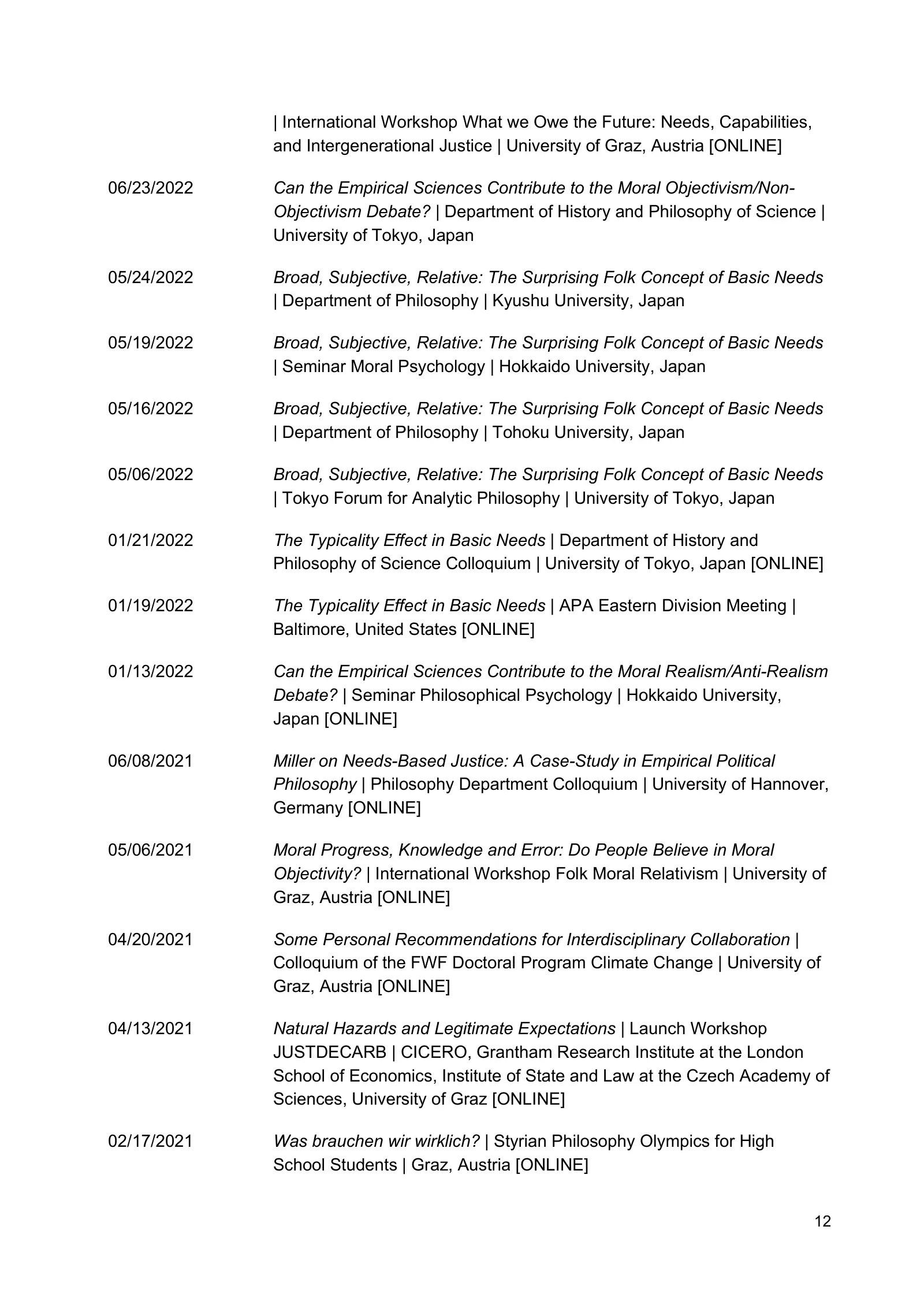 Curriculum vitae of Thomas Pölzler, page 12 of 25