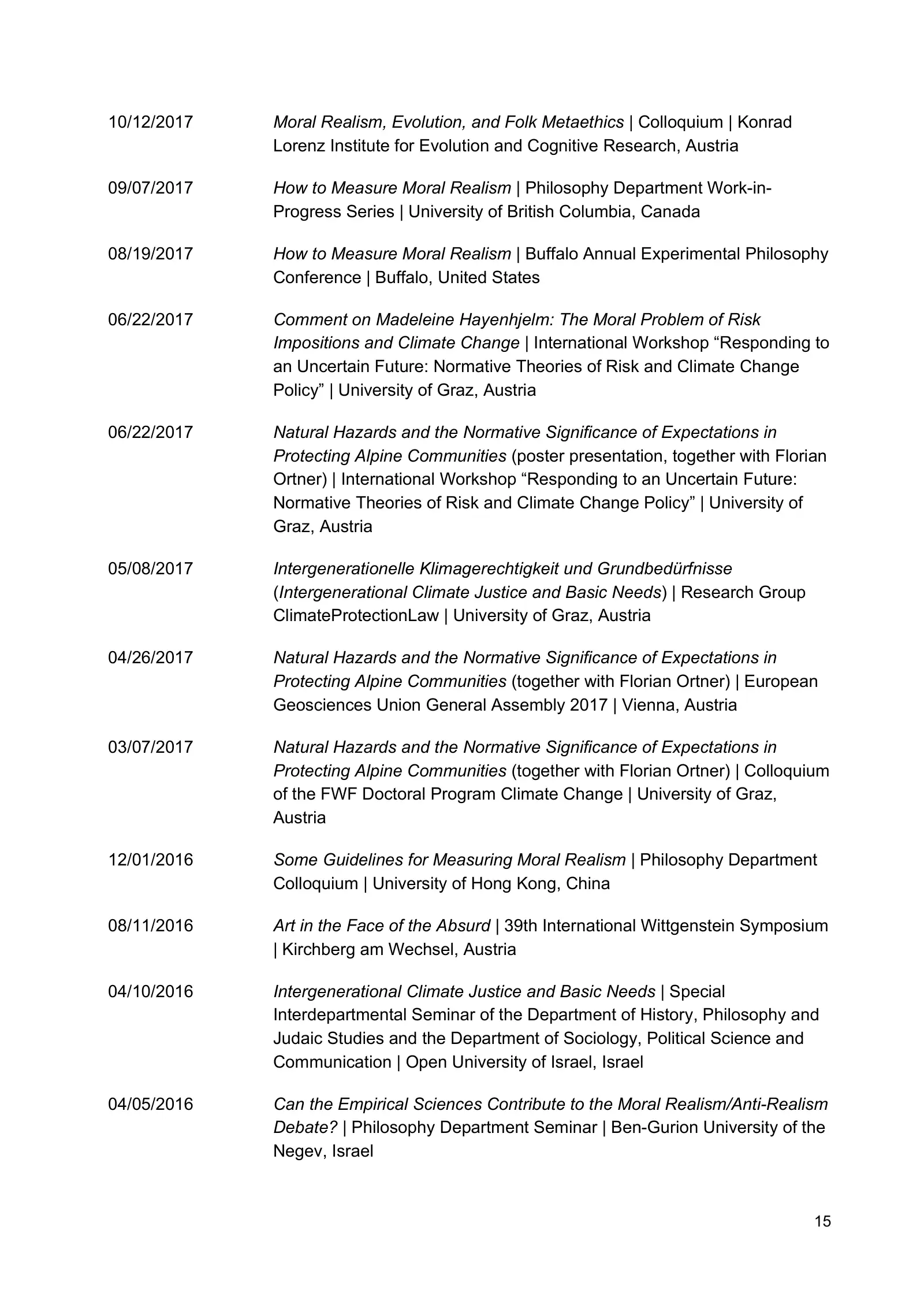 Curriculum vitae of Thomas Pölzler, page 15 of 25