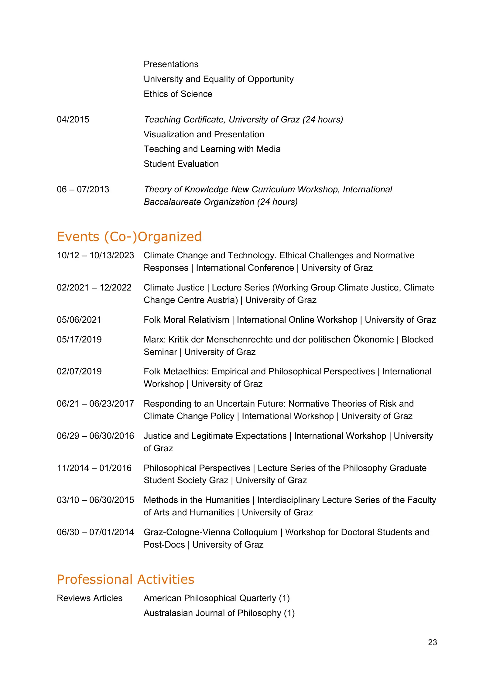 Curriculum vitae of Thomas Pölzler, page 23 of 25