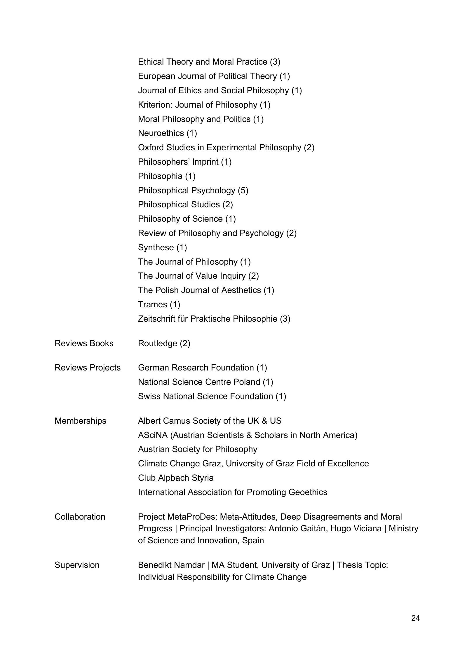 Curriculum vitae of Thomas Pölzler, page 24 of 25