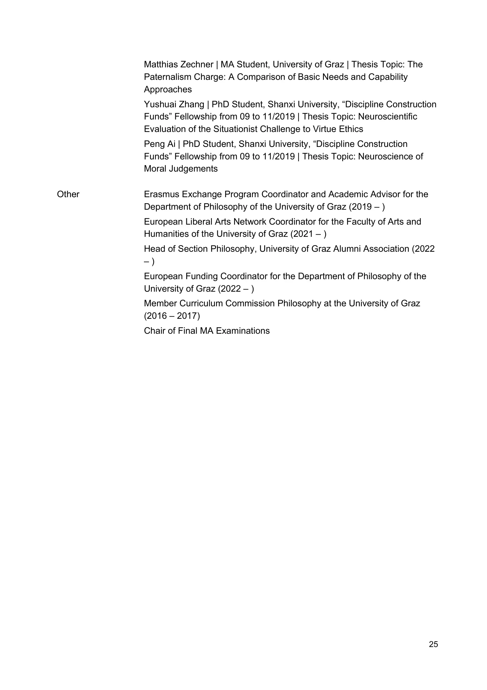 Curriculum vitae of Thomas Pölzler, page 25 of 25